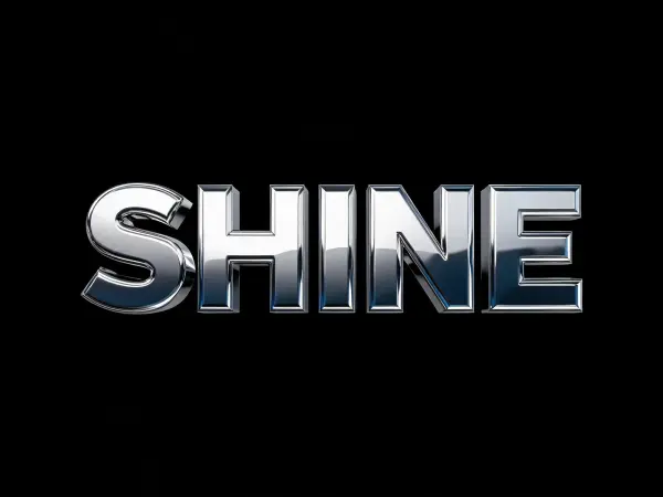 Contoh lettering 3D Kilau Krom