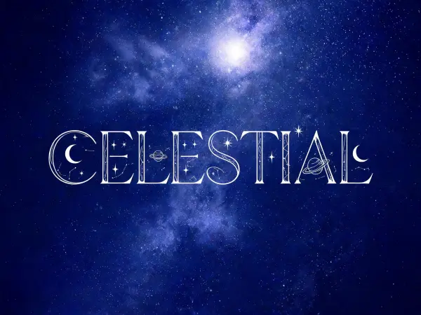 Celestial Symbol Serif lettering example