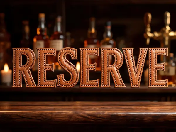 Cognac Leather Slab lettering example