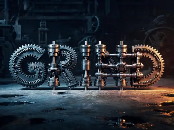 Gear & Piston lettering example