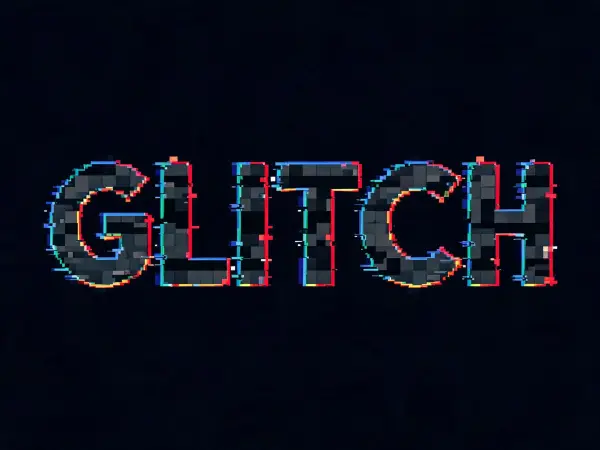 Exemple de lettrage Glitch numérique