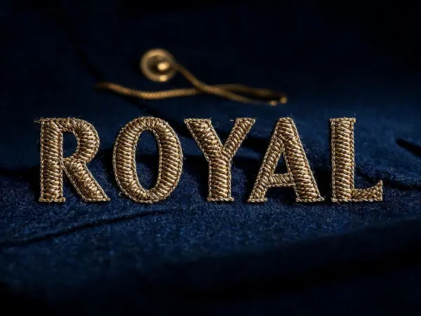 Ejemplo de lettering Bordado dorado