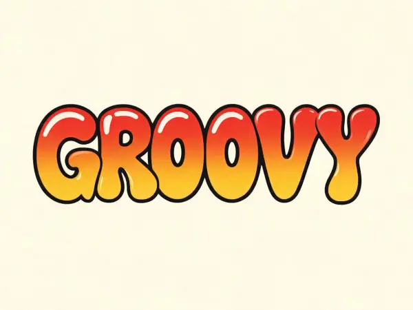 mẫu chữ nghệ thuật Groovy thập niên 70