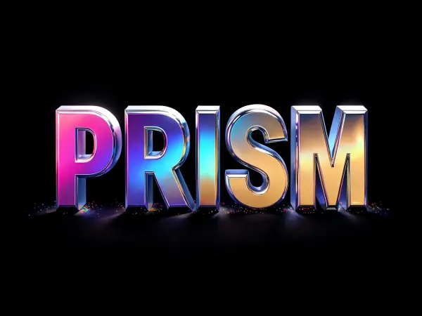 Iridescent 3D Chrome lettering example
