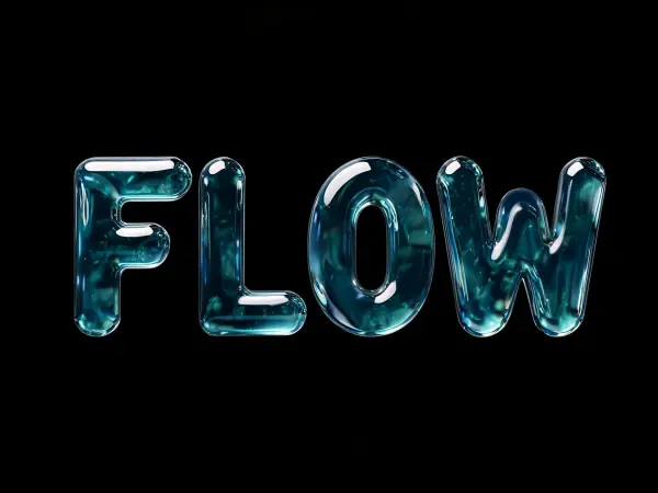 Liquid Glass 3D lettering example
