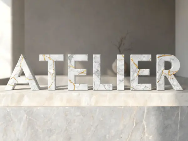 Ejemplo de lettering Mármol con vetas doradas