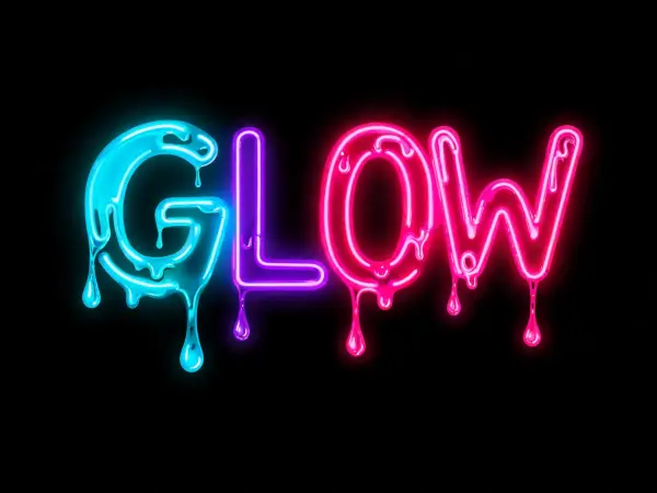 Melting Neon Glow lettering example