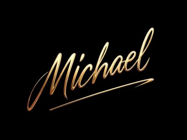 ตัวอย่างตัวอักษรประดิษฐ์ ตัวเขียนสีทอง Michael