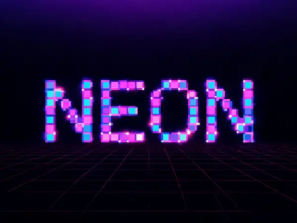 Pixel Neon lettering example
