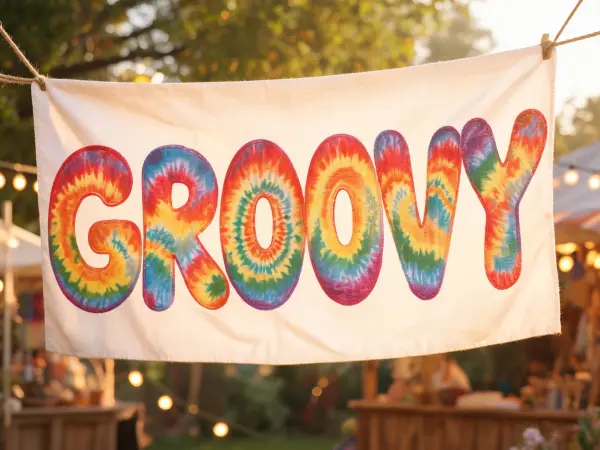 Psychedelic Tie-Dye lettering example