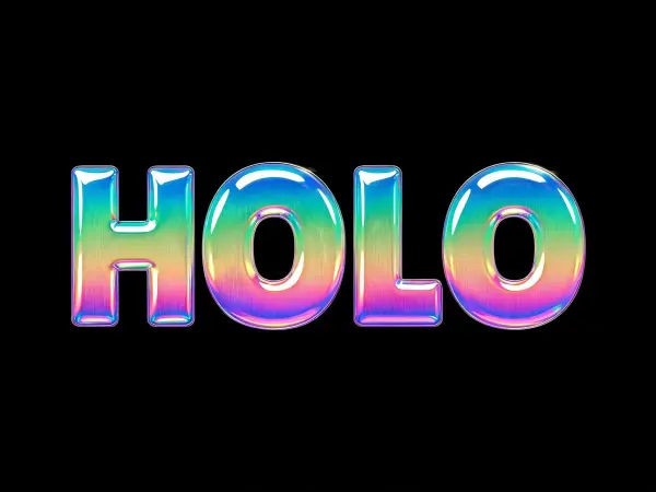 Rainbow Holographic lettering example