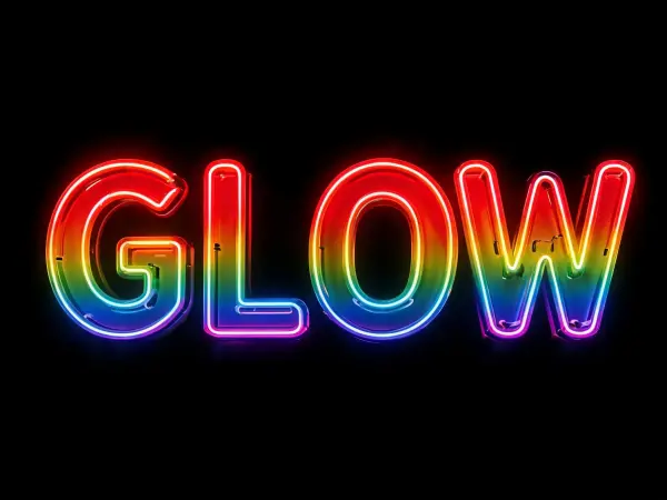 Rainbow Neon lettering example