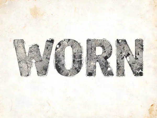 Rubber Stamp Worn lettering example