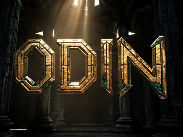 Runic Myth Gold lettering example