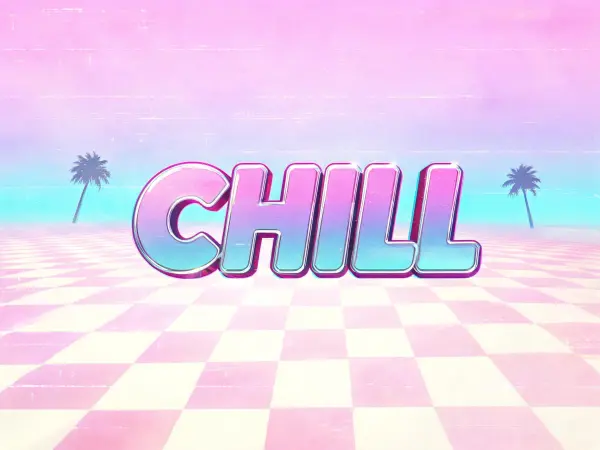 Exemple de lettrage Vaporwave Chrome