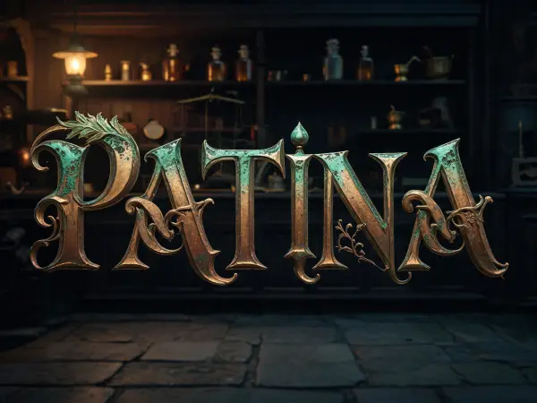 Verdigris Ornate lettering example