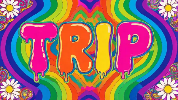 Psychedelic lettering example