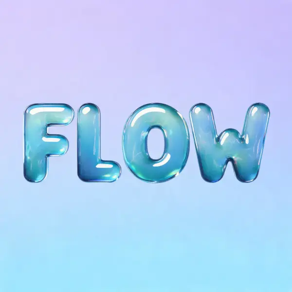 Liquid Glass lettering example