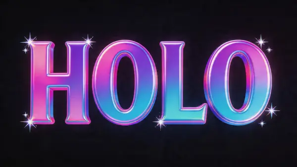 Y2K Holographic lettering example